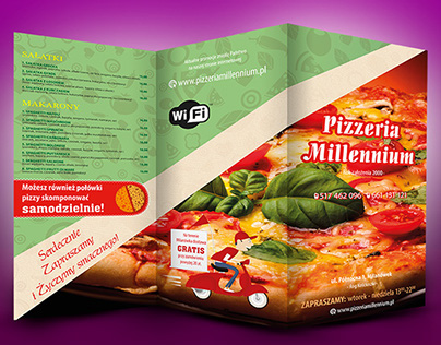Pizzeria Millennium - Classic Leaflet with menu inside