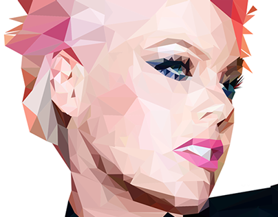 Low poly portrait of Pink