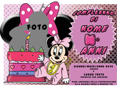 Birthday Invitation - Baby Minnie original draw