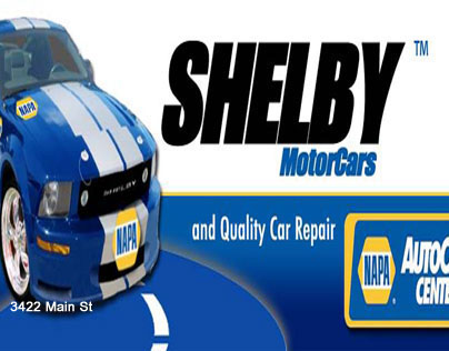 Website header design for Shelby Motorcar car lot