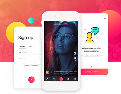 UI/UX Design for Social Images-Video Sharing Mobile App