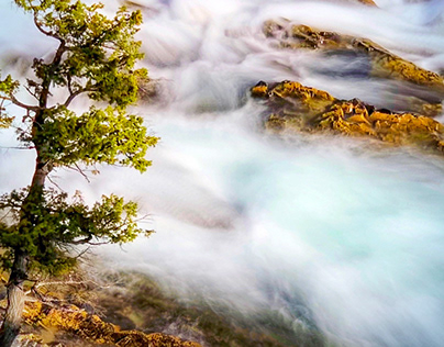 Banff, Alberta, waterfalls, lake