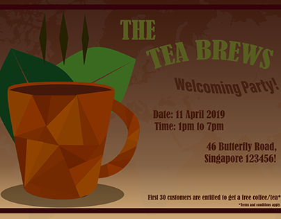 The Tea Brews Welcoming Party Poster Design