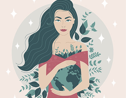 Woman holding the Planet Earth.