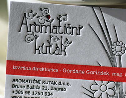 Letterpress business card for Aromatični kutak