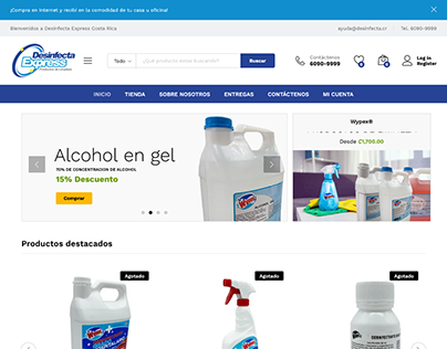 Alcohol en gel ecommerce website