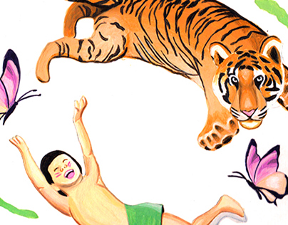 Tigre y niño jungla