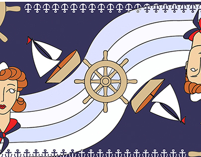 scarf design, nautical theme
