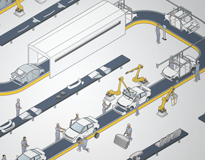 Auto Assembly Line Illustration