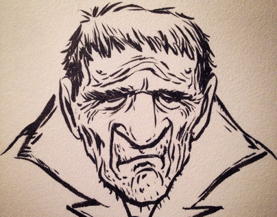 Old man brushpen sketch