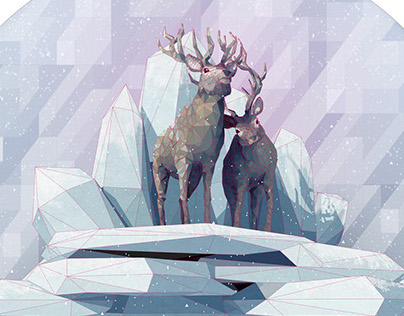 Low-poly winter animals