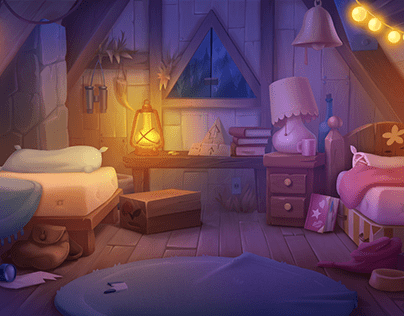 Dipper and Mabel's room. fan art
