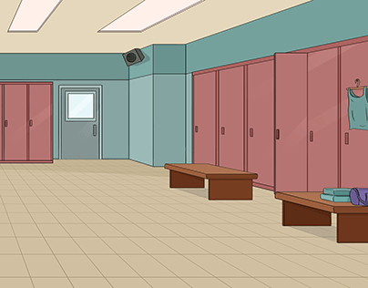 School hallway background 2D