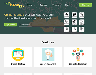 The main page of site of online courses