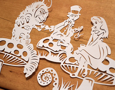 Alice in Wonderland handmade Papercut