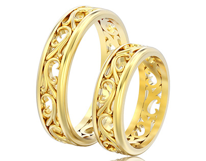 3d classic gold ornament rings