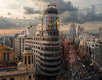 Schweppes in The Gran Via Street in Madrid