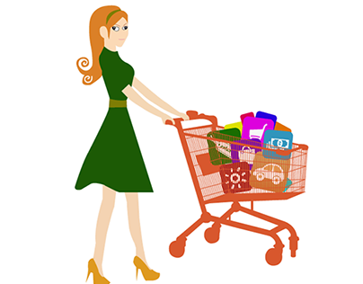 Illustrator Girl Shopping Tracing