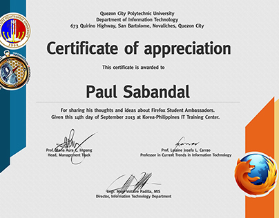Mozilla Firefox Seminar Certificate 
