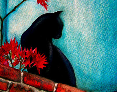 The black cat in blue