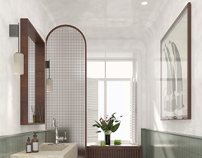 Concept of contemporary “Jugendstil bathrooms”
