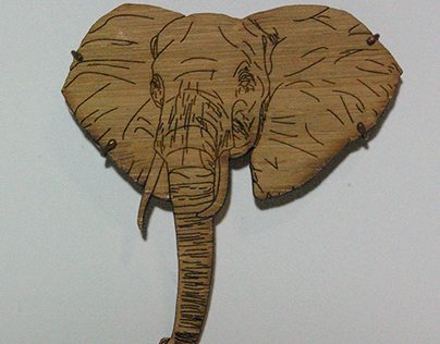 Laser Cut Bamboo Elephant Brooch