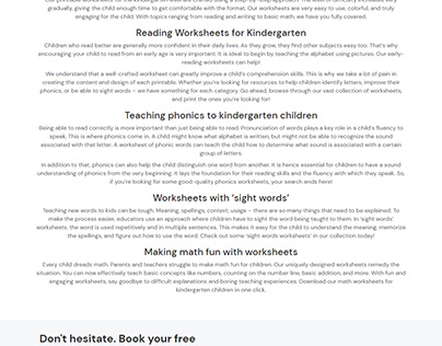 Worksheets for kindergarten