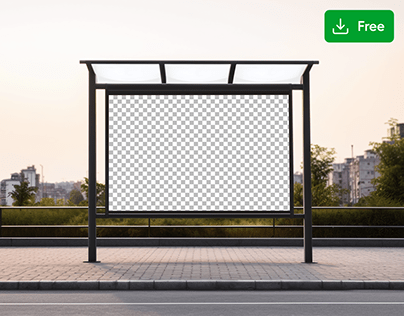 Bus Stop Outdoor Advertisement PSD Mockup