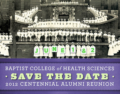 Save the date mailer for Baptist College Alumni Reunion