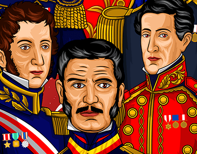 Ilustración "Héroes de la Batalla de Ayacucho"