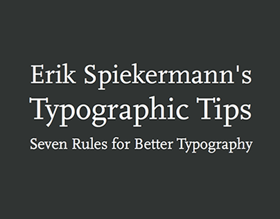 Typography Project: Erik Spiekermann's Typo Tips 