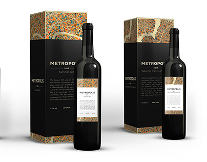 METROPOLIS wine bottle labels and packaging