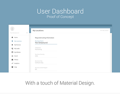 User Dashboard Material Design Concept