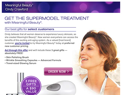 Email design for Meaningful Beauty by Cindy Crawford