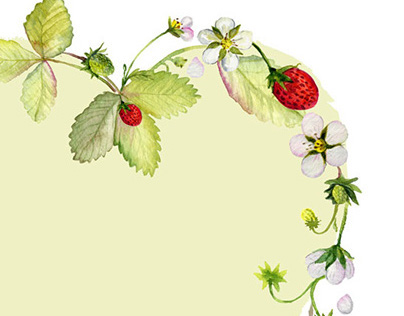 watercolor frame of berries. Greeting card.