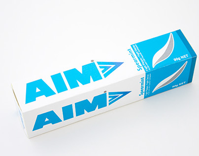 Aim toothpaste product packaging 