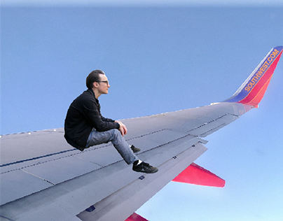 Man sitting on airplane's wing. #photoshop #creativity