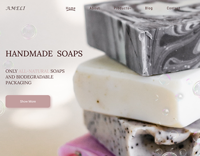 The hero section of all-natural soaps