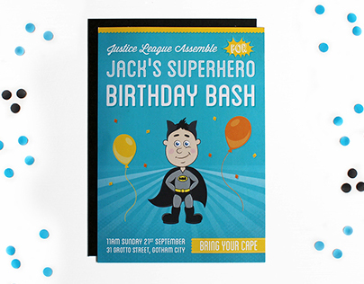 Superhero Birthday Invite