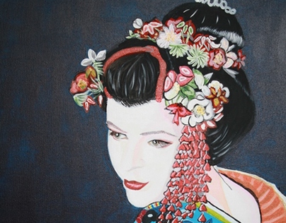Geisha with mysterious smile