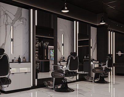 Black barbershop interior design