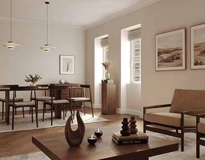 Warm living room | 3D interior render