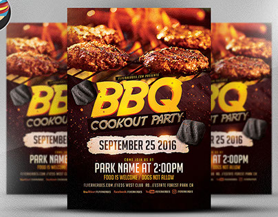BBQ Cookout Party Flyer Template