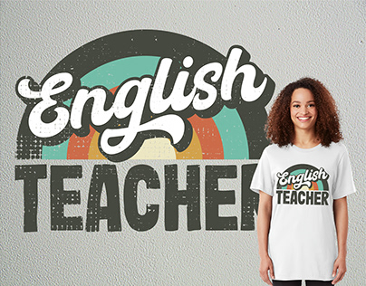 English Teacher T-shirt Design||Vintage Text T-shirt