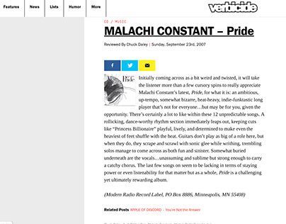 Malachi Constant - Record review in Verbicide Magazine