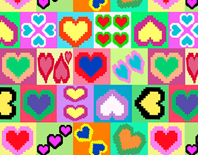 Estampa Corações Pixels para a loja Immagine Infantil