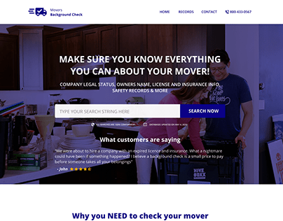 Movers Background Check - Website Design