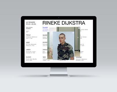 Site pour l'exposition "Le regard" de Rineke Dijkstra