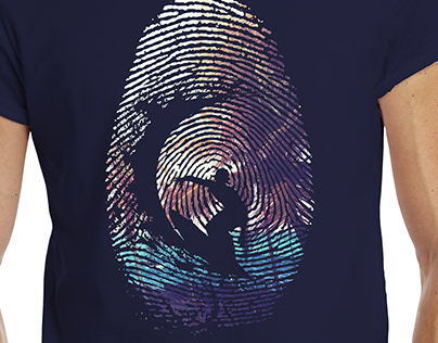 FINGER PRINT WITH SURF MENS GRAPHICS TEE
