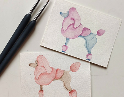 Poodles in watercolor | Motifs and pattern design